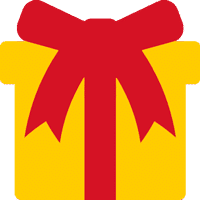 a yellow box with a red bow